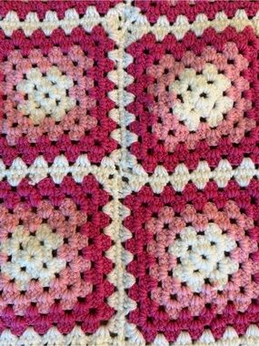 Baby Raspberry Pink Color Hand Crafted | Bedding | Hand Crafted Crochet Granny Square Afghan ...